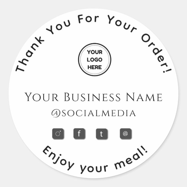 Thank you for your order food business classic round sticker (Front)