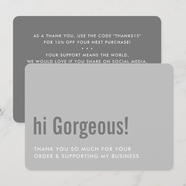THANK YOU FOR YOUR ORDER fun insert grey grey Card (Front/Back)