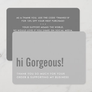THANK YOU FOR YOUR ORDER fun insert grey grey Card