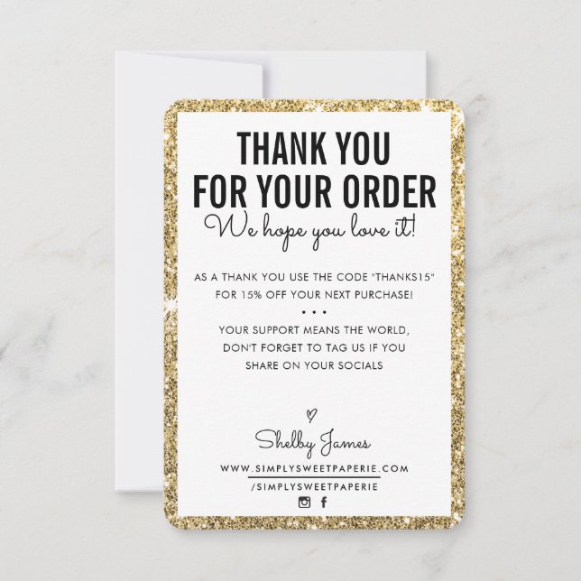 THANK YOU FOR YOUR ORDER glam insert gold glitter (Front)