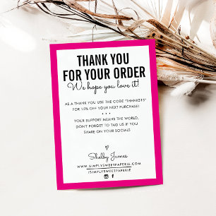 THANK YOU FOR YOUR ORDER glam insert modern pink