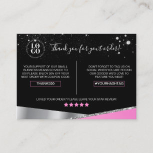 Thank You For Your Order Glam Pink Diamond Business Card