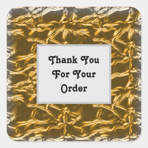 Thank You for Your Order Gold Silver Elegant Square Sticker
