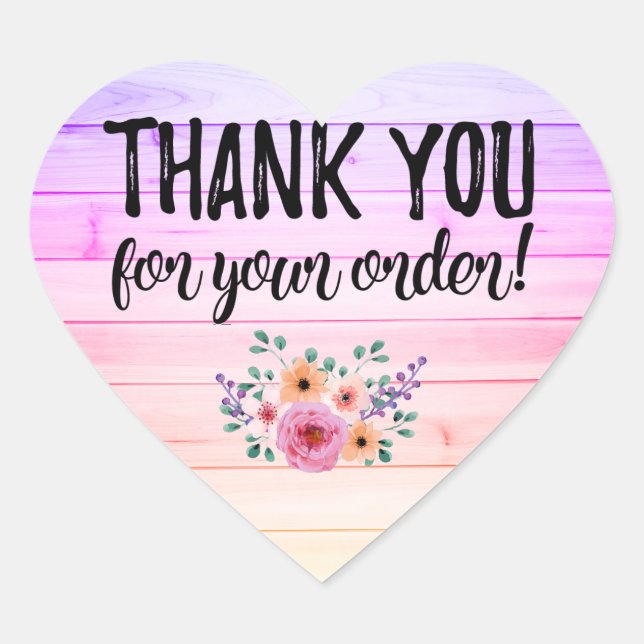 Thank you for your order heart label (Front)