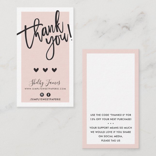 THANK YOU FOR YOUR ORDER insert classy blush pink (Front/Back)