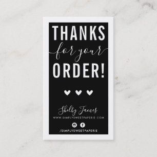 THANK YOU FOR YOUR ORDER insert modern black