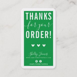 THANK YOU FOR YOUR ORDER insert modern green