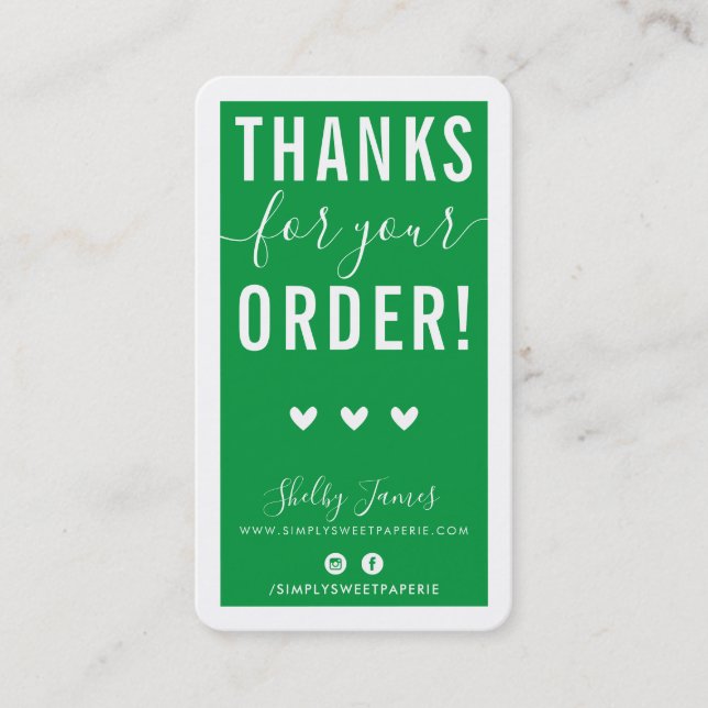 THANK YOU FOR YOUR ORDER insert modern green (Front)