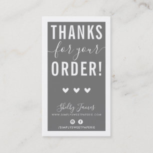 THANK YOU FOR YOUR ORDER insert modern grey grey