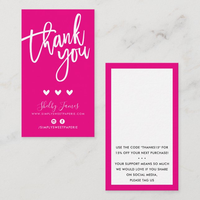THANK YOU FOR YOUR ORDER insert modern hot pink (Front/Back)