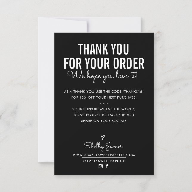 THANK YOU FOR YOUR ORDER insert modern white ink (Front)
