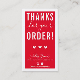 THANK YOU FOR YOUR ORDER insert modern xmas red
