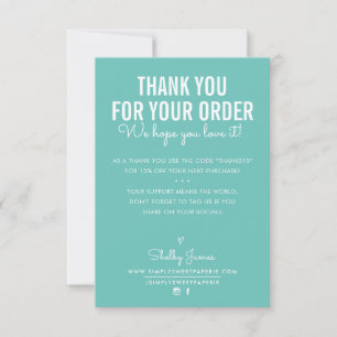 THANK YOU FOR YOUR ORDER insert white ink mint