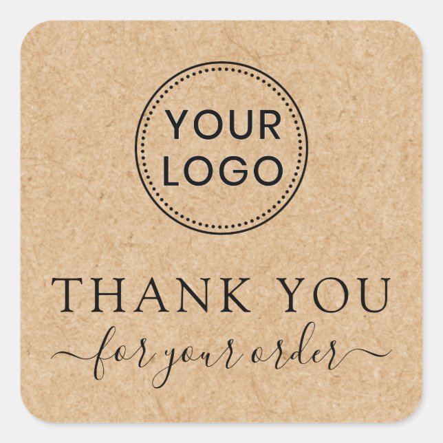 Thank you for your order Kraft look thank you Square Sticker (Front)