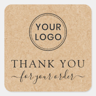 Thank you for your order Kraft look thank you Square Sticker