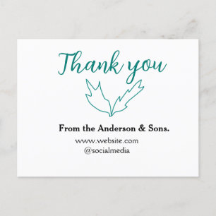 Thank you for your order leaf website company name holiday postcard