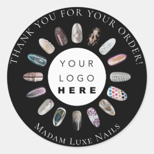 Thank You For Your Order Madam Luxe Nails Black Classic Round Sticker