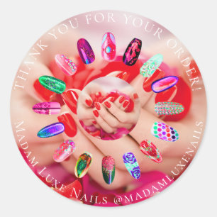 Thank You For Your Order Madam Luxe Nails Red Classic Round Sticker