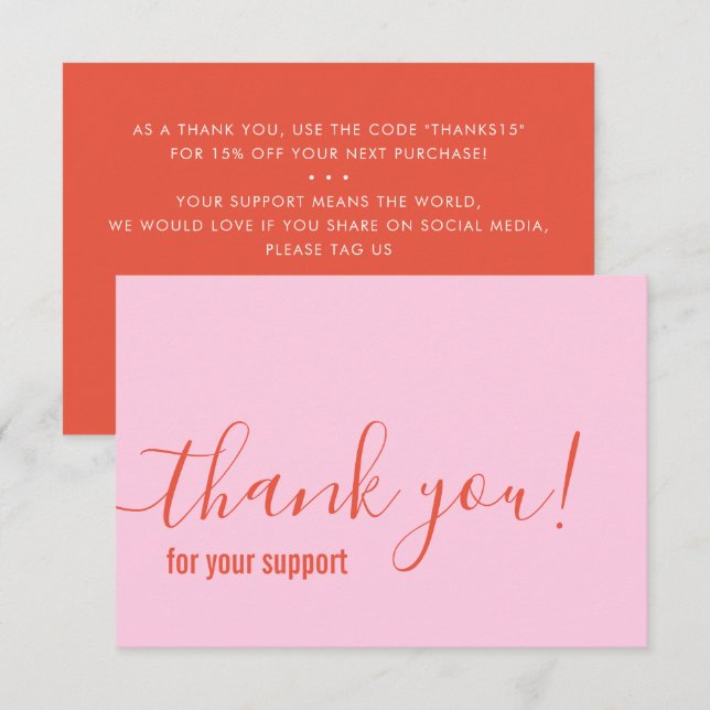 THANK YOU for your order modern insert pink orange (Front/Back)