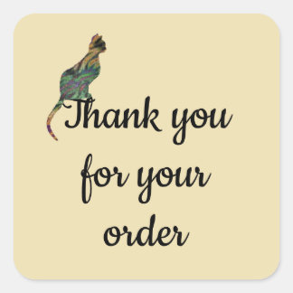 Thank You For Your Order Mosaic Cat  Business Square Sticker