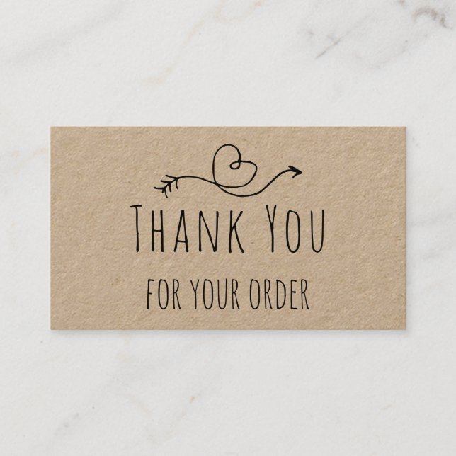 Thank You For Your Order on Kraft Paper Business Card (Front)