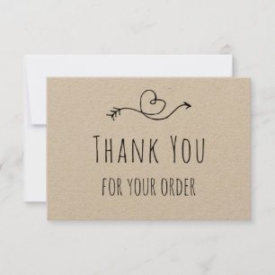 Thank You For Your Order on Kraft Paper Card