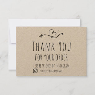 Thank You For Your Order on Kraft Paper Card
