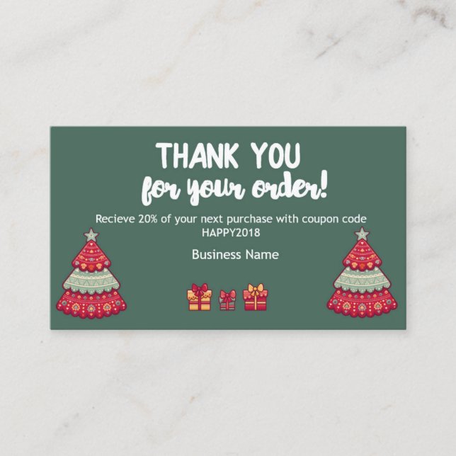 Thank you for your order package insert (Front)