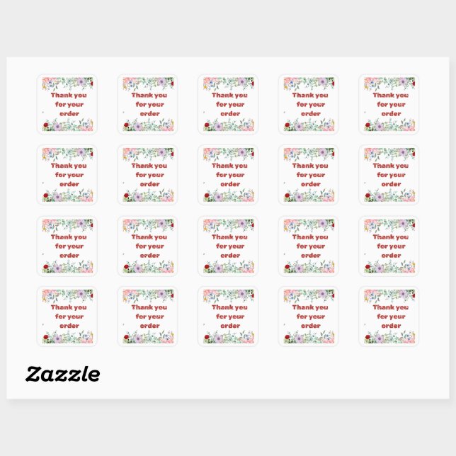 Thank you for your order square sticker (Sheet)