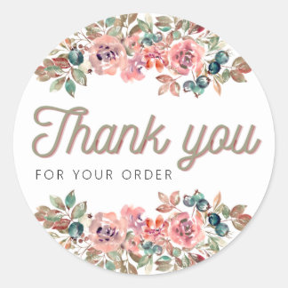 Thank you for your order sticker, flower, minimali classic round sticker