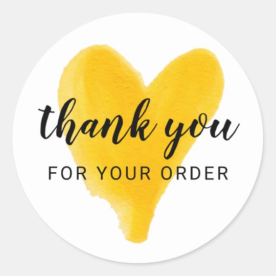Thank you for your Order Watercolor Heart Cute Classic Round Sticker ...