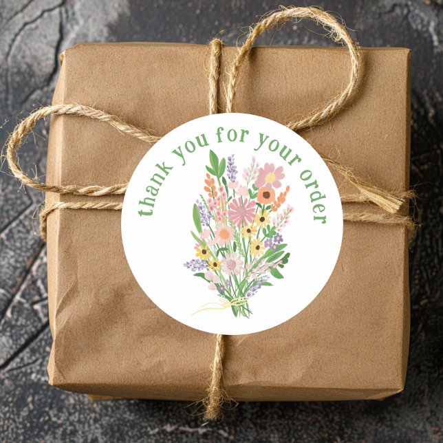 "Thank you for your order" Wildflower Bouquet Classic Round Sticker ("Thank you for your order" Wildflower Bouquet Classic Round Sticker
)