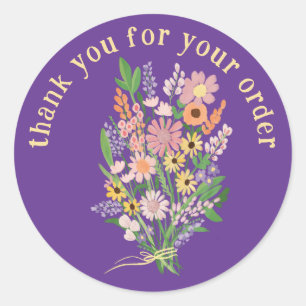 "Thank you for your order" Wildflower Bouquet Classic Round Sticker