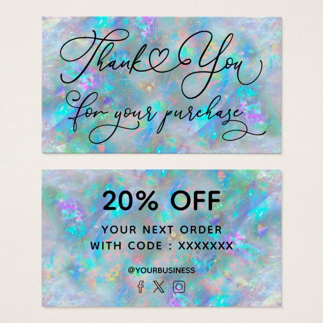 thank you for your purchase blue opal (Front & Back)