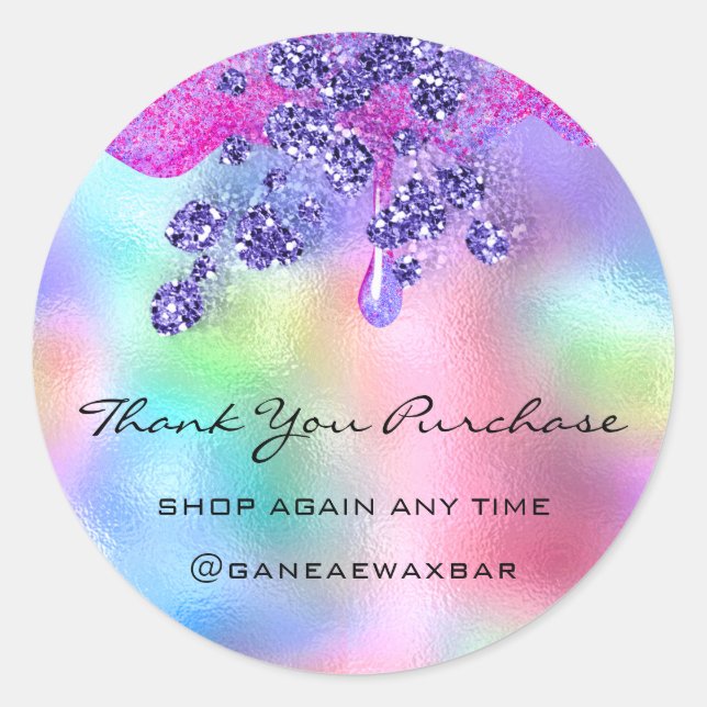 Thank You For Your Purchase Boutique Holograph Lux Classic Round Sticker (Front)