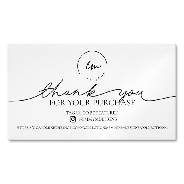 THANK YOU FOR YOUR PURCHASE BUSINESS CARDS (Front)