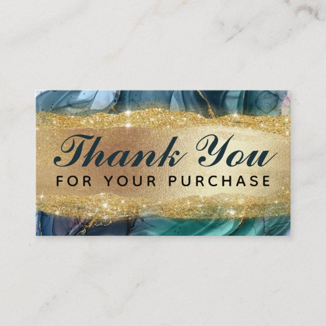 Thank You For Your Purchase Cards Teal Ink Gold (Front)