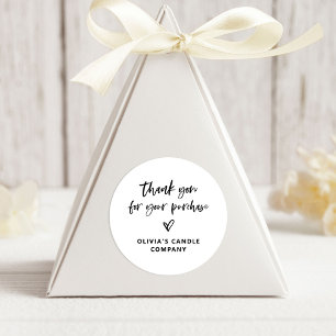 Thank You for your Purchase   Casual Script Heart Classic Round Sticker