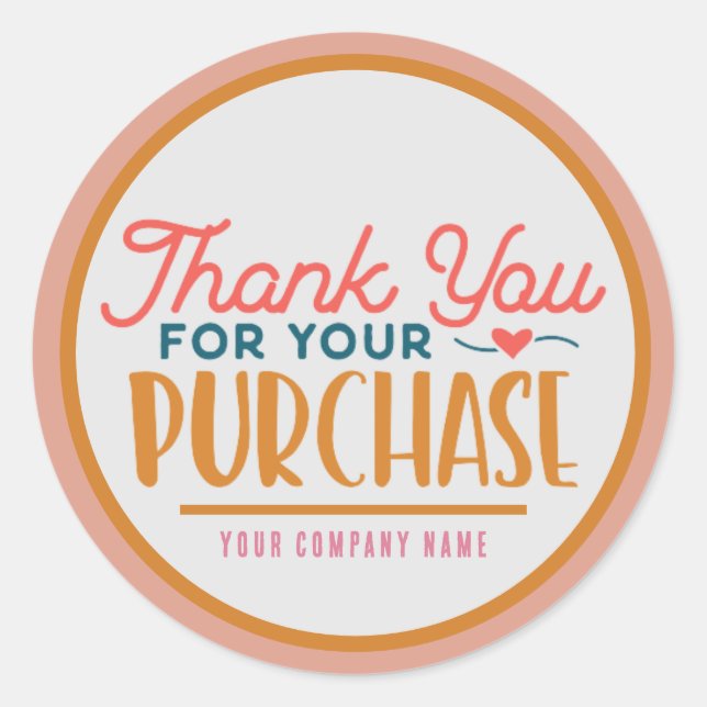 Thank You for Your Purchase Custom Business Classic Round Sticker (Front)