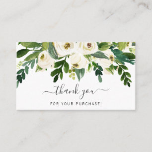 Thank You For Your Purchase Elegant White Floral Business Card