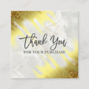 Thank You For Your Purchase Fading Gold Marble Square Business Card