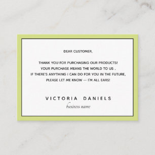 Thank you for your purchase Green Feminine Enclosure Card