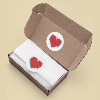 Thank you for your purchase heart flowers pastel classic round sticker