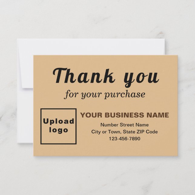 Thank You For Your Purchase Light Brown Flat Card (Front)