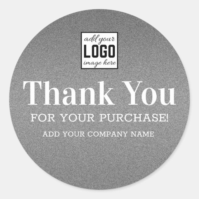 Thank You For Your Purchase Logo Silver Glitter  Classic Round Sticker (Front)
