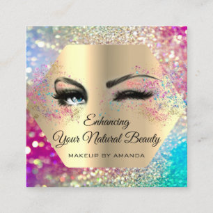 Thank You For Your Purchase Makeup Glitter Square Business Card