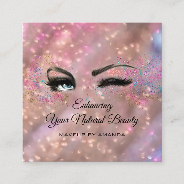 Thank You For Your Purchase Makeup Rose Square Business Card (Front)