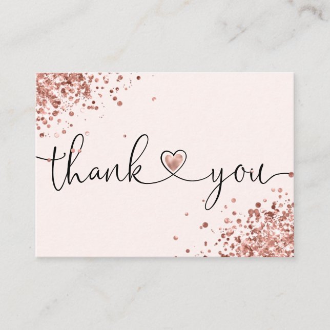 thank you for your purchase modern script heart business card (Front)