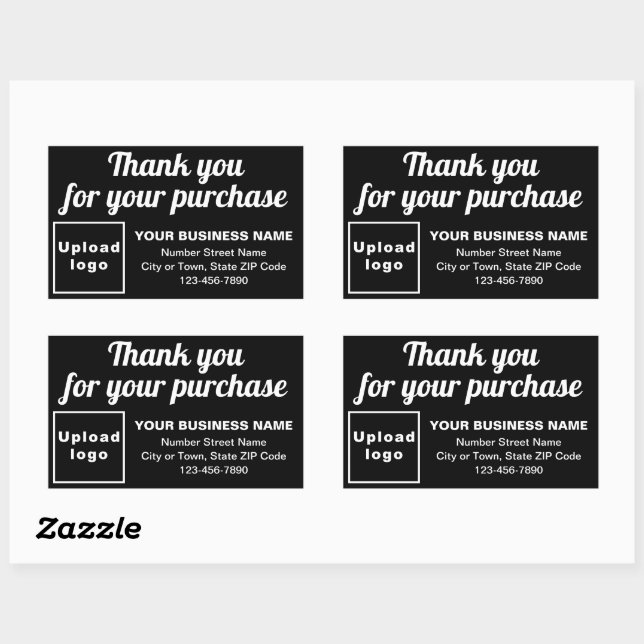 Thank You For Your Purchase on Black Rectangular Sticker (Sheet)