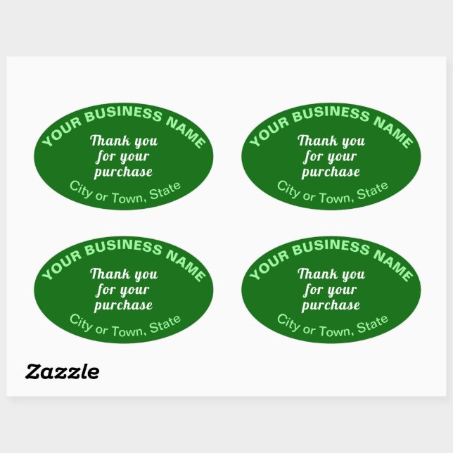 Thank You For Your Purchase on Green Oval Sticker (Sheet)
